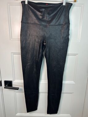 SPANX Black Shiny High-Waist Leggings